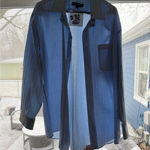 Blue Pronto Uomo Striped Button-Up Shirt